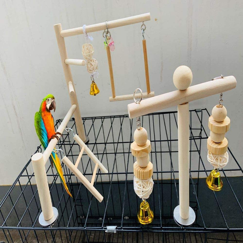 PINVNBY Bird Playground Parrot Play Gym Parakeet Cage Play Stand Wooden Perches Playpen Ladders Conure Chewing Climbing Swing Toy Birdcage Accessories for Small Cockatoo Cockatiel Lovebirds Budgie Animals & Pet Supplies > Pet Supplies > Bird Supplies > Bird Gyms & Playstands PINVNBY   