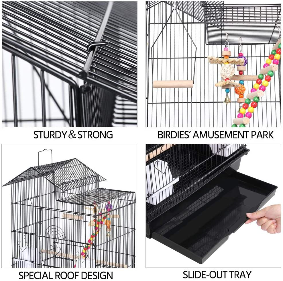 Topeakmart Large Parakeet Bird Cage on Wheels for Budgies Finches Canaries Lovebirds Animals & Pet Supplies > Pet Supplies > Bird Supplies > Bird Cages & Stands Topeakmart   