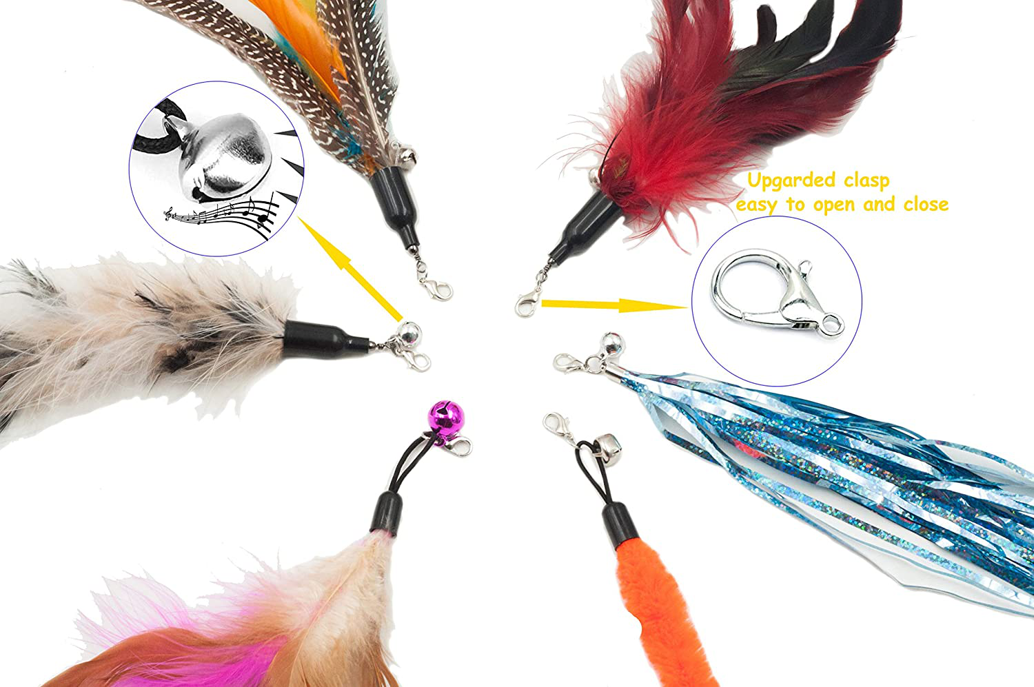 Fashion'S Talk Kitten Feather Wire Wands Worm Teaser Wand Cat Toy with Replacement Pack Animals & Pet Supplies > Pet Supplies > Cat Supplies > Cat Toys Fashion's Talk   