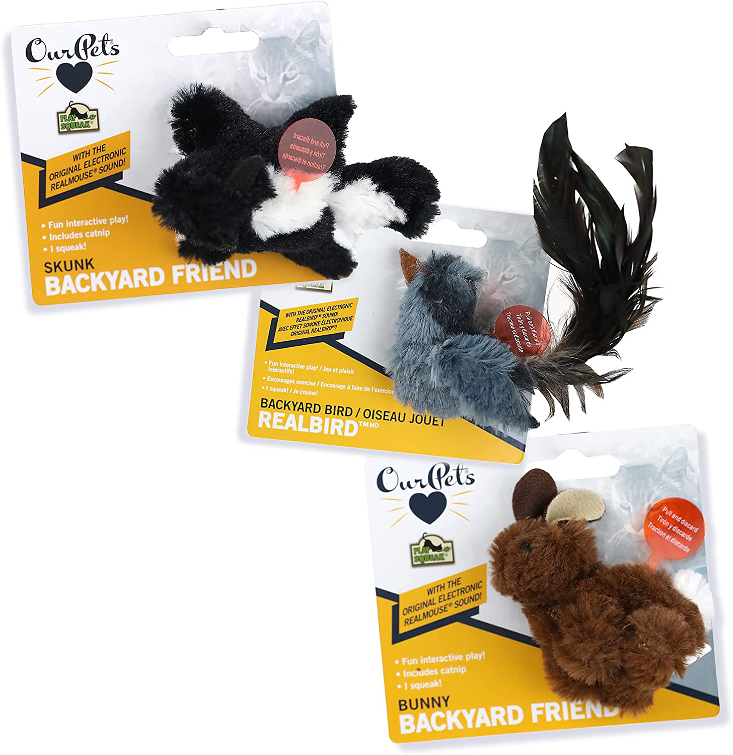 Ourpets Play & Squeak Backyard Collection 3 Pack Animals & Pet Supplies > Pet Supplies > Cat Supplies > Cat Toys Our Pets   