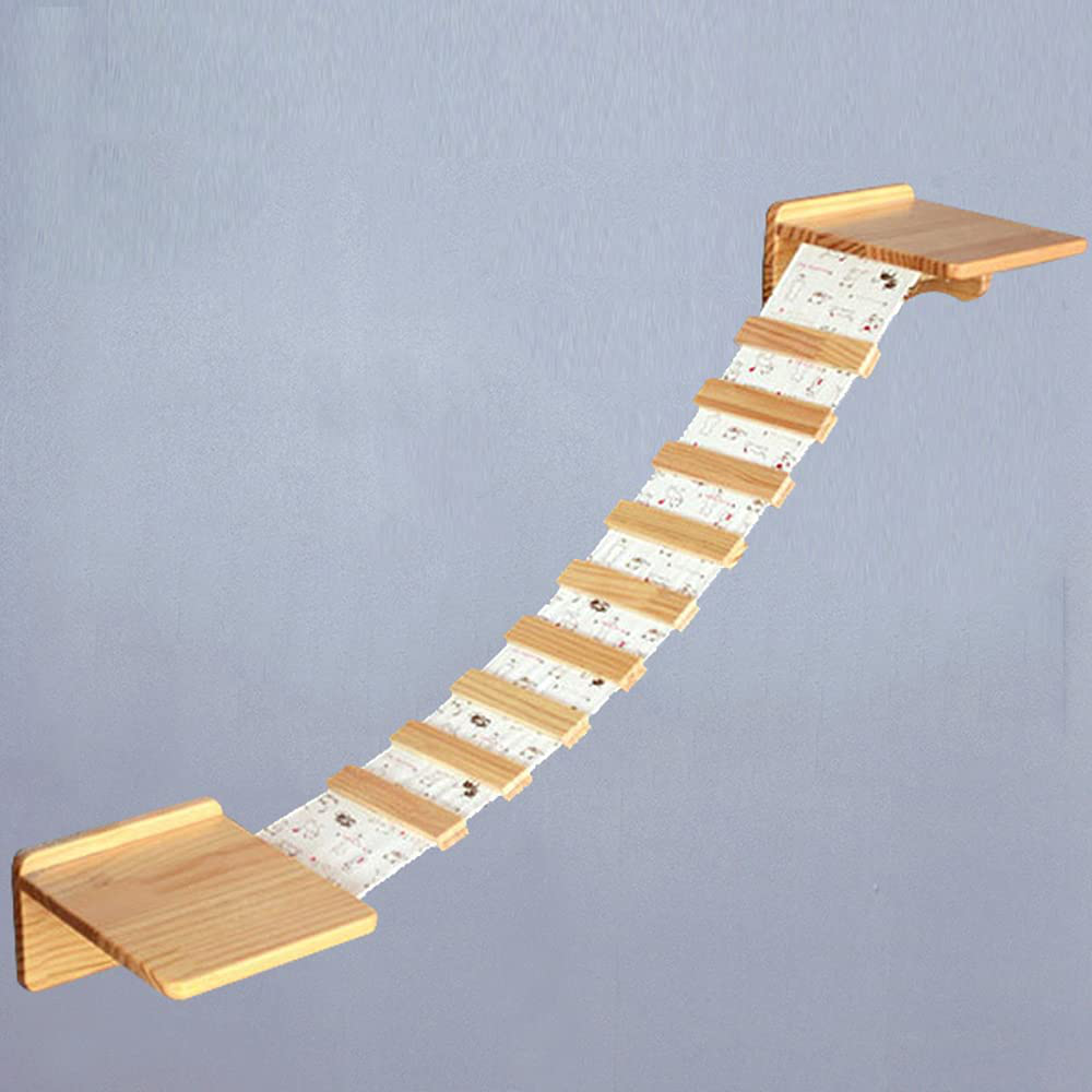 Midube Cat Bridge Climbing Ladder Wooden Shelf Board Handcrafted Springboard Climbing Frame with Cloth Combination Wall-Mounted Steps & Bed Wood Jumping Platform for Cats Perch to Play Furniture Set Animals & Pet Supplies > Pet Supplies > Cat Supplies > Cat Furniture MiDube   