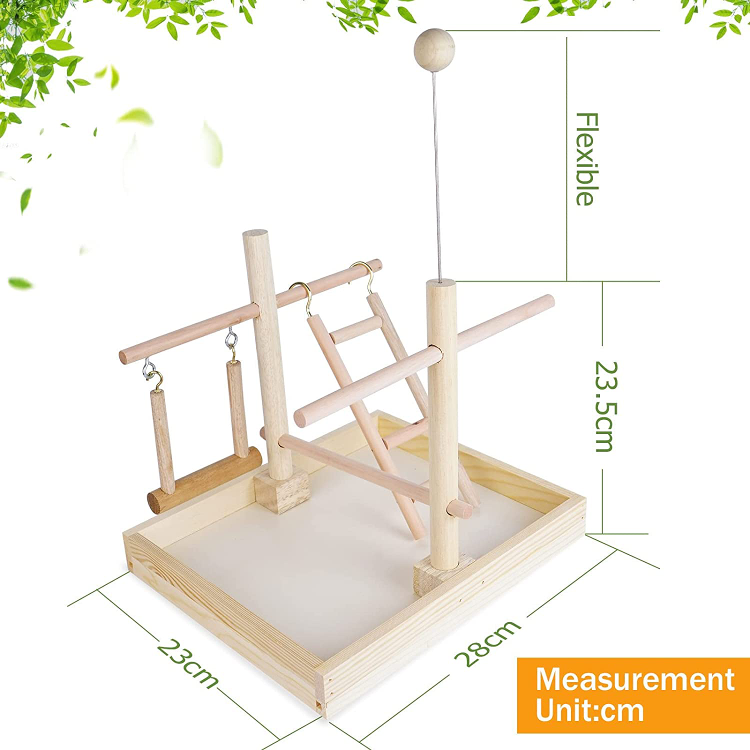 Volksrose Parrot Playground Bird Play Stand, Bird Activity Stand Wood Perch Gym with Ladder, Parakeet Cockatiel Birdcage Cage Nest Accessories Exercise Platform Toy Animals & Pet Supplies > Pet Supplies > Bird Supplies > Bird Gyms & Playstands VolksRose   