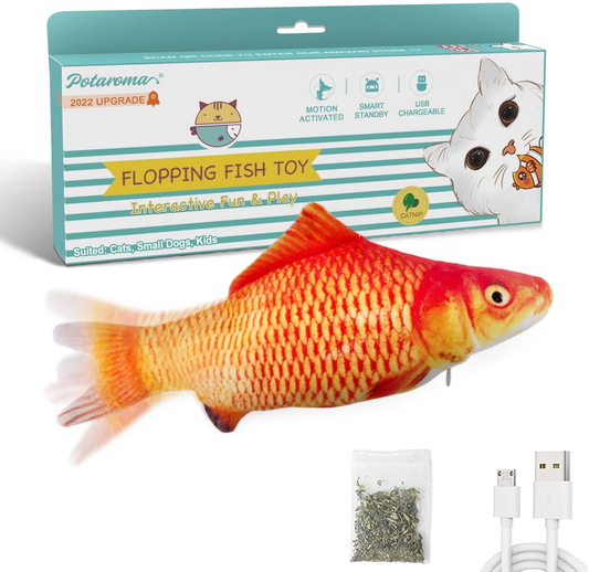 Potaroma Flopping Fish 10.5", Upgraded for 2022, Moving Cat Kicker Toy, Floppy Fish Animal Toy for Small Dogs, Wiggle Fish Catnip Toys, Motion Kitten Toy, Interactive Cat Toys for Cat Exercise Animals & Pet Supplies > Pet Supplies > Cat Supplies > Cat Toys Potaroma Red Carp  