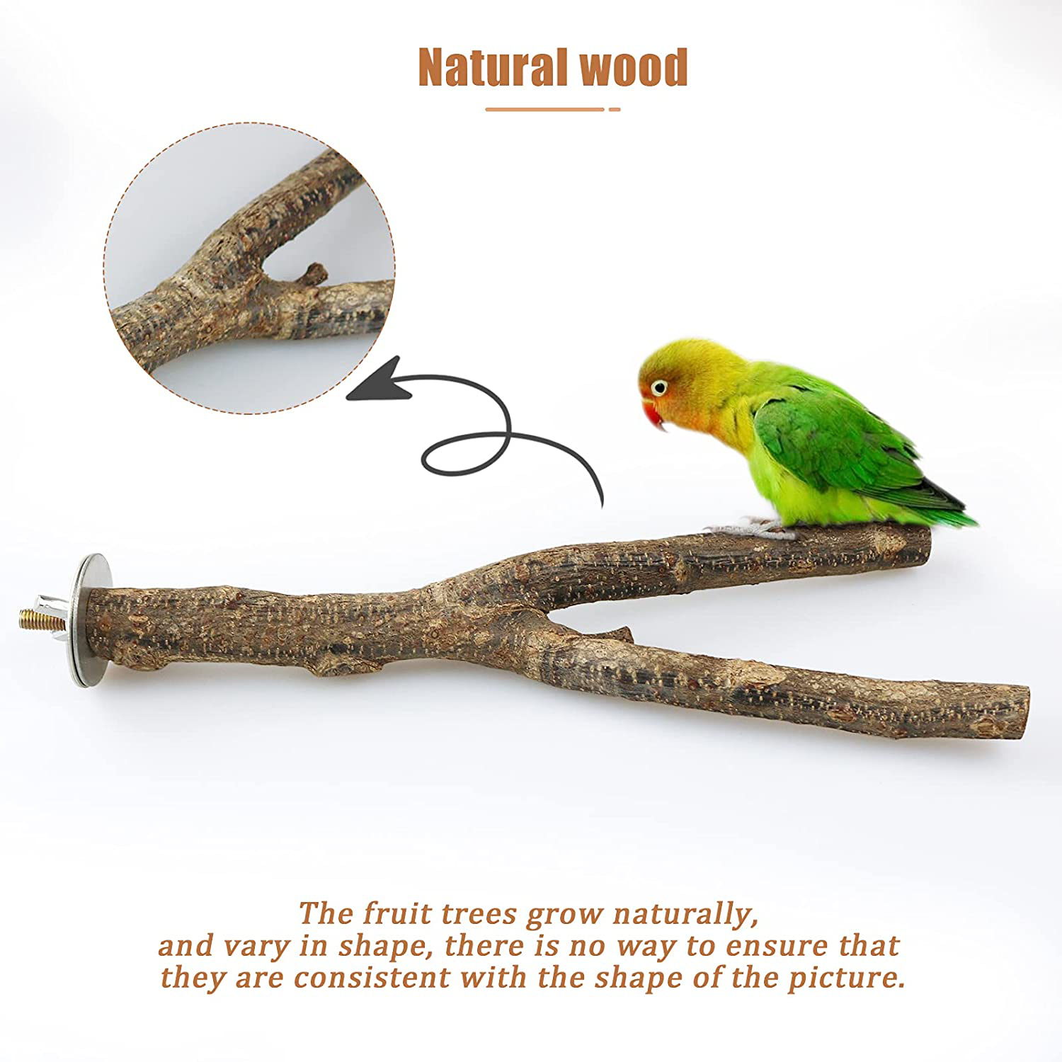 Roundler 3 Pack Apple Wood Bird Perch for Cage, Natural Wooden Parrot Perch Stand Platform Exercise Climbing Paw Grinding Toy Playground Accessories for Parakeet, Conure, Cockatiel, Budgie, Lovebirds Animals & Pet Supplies > Pet Supplies > Bird Supplies > Bird Cage Accessories Roundler   