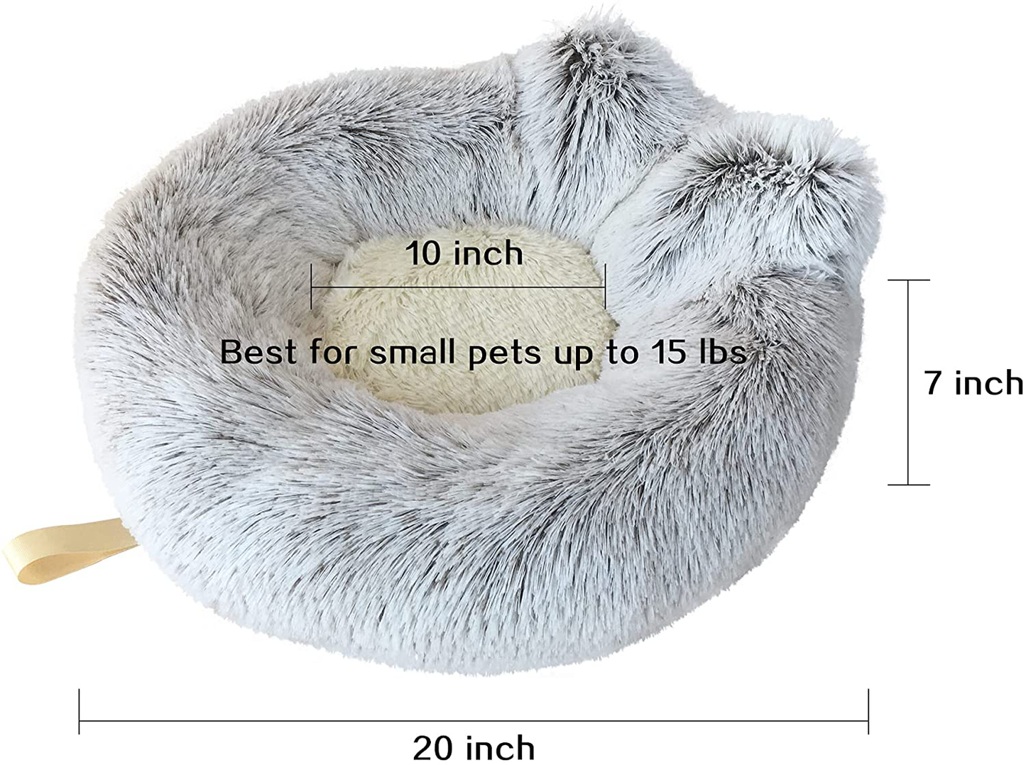 GRITALY Cat Beds Indoor Cats, 20 Inches Donut Pet Bed Cats or Small Dogs up 12Lbs, Anti-Slip Water-Resistant Bottomself Warming Washable Fabric Pet Supplies, Whitebrown, 20X10X7 Inch (Pack of 1) Animals & Pet Supplies > Pet Supplies > Cat Supplies > Cat Furniture GRITALY   