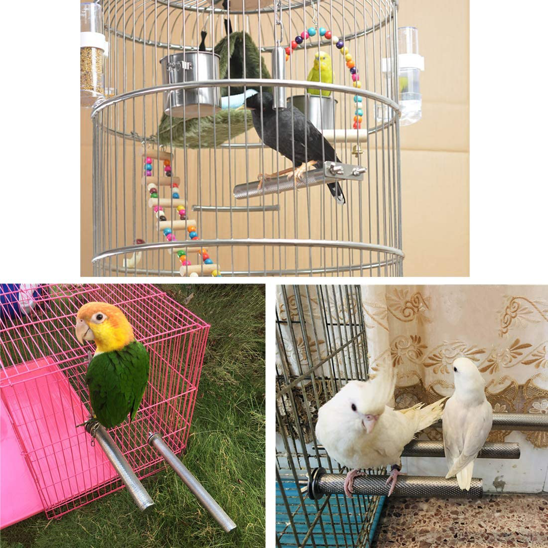 Litewood Bird Perch Stand Cage Shelf Stainless Steel Rod Grinding Claws Trimming Beak Nails Parrot Scratching Stick Exercise Platform for Parakeet Cockatiel Conure African Grey Macaw Cage Accessories Animals & Pet Supplies > Pet Supplies > Bird Supplies > Bird Cage Accessories Litewood   
