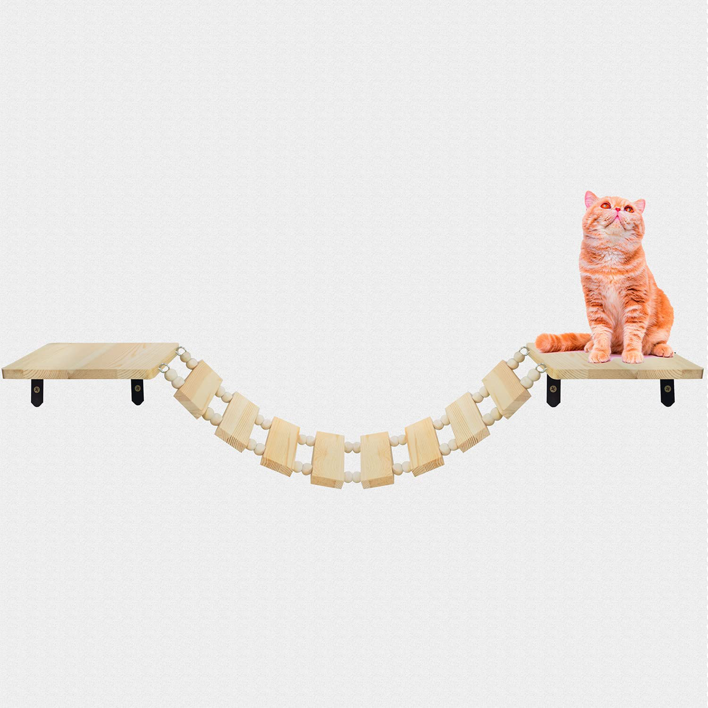 Cat Bridge Ladder Wooden Cloud Shelf Board Handcrafted Springboard Climbing Frame Combination Wall-Mounted Steps & Bed Natural Wood Jumping Platform for Cats Perch to Rest and Play Animals & Pet Supplies > Pet Supplies > Cat Supplies > Cat Furniture MiDube   