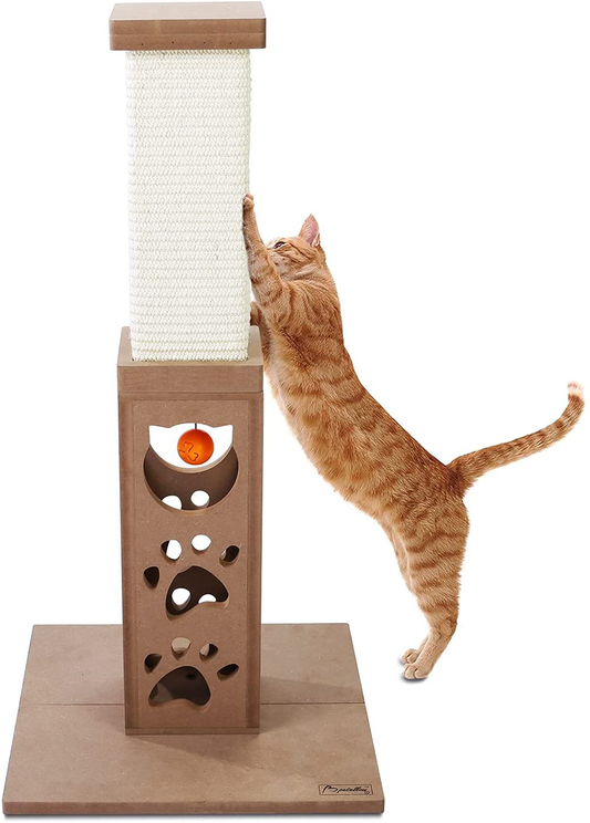 Petellow Cat Scratching Post 31 Inch - Scratching Posts with Natural Woven Sisal for Indoor Cats - Cat Scratching Post Tower with Cat Ball - Cat Scratching Tree Furniture Tall Tower Animals & Pet Supplies > Pet Supplies > Cat Supplies > Cat Furniture petellow   