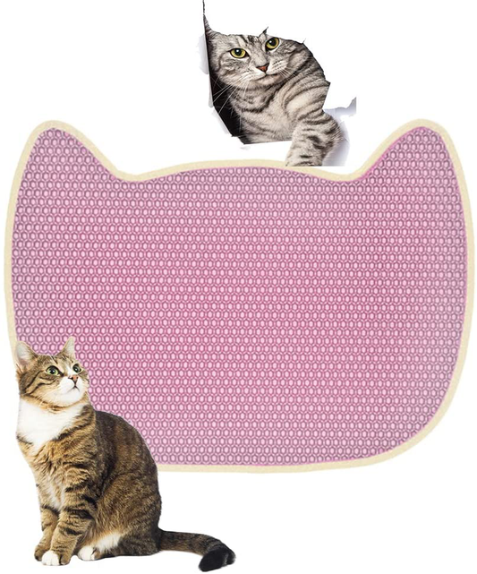 Cat Litter Mat, Mat Litter Trapper Litter Box Mat with Non-Slip and Waterproof Backing Scatter Control Litter Trapping Mat Soft on Kitty Paws Easy Clean Cat Mat Traps Litter from Box Durable (25.6Inx19.3In, Pink) Animals & Pet Supplies > Pet Supplies > Cat Supplies > Cat Litter Box Mats NewL Pink 25.6inx19.3in 