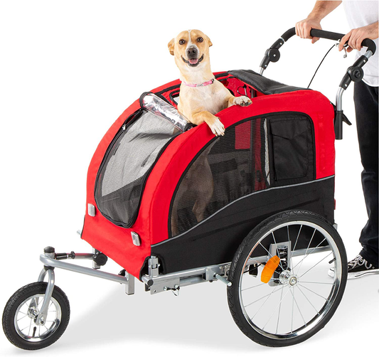 Best Choice Products 2-In-1 Pet Stroller and Trailer W/Bike Hitch, Suspension, Safety Flag, and Reflectors