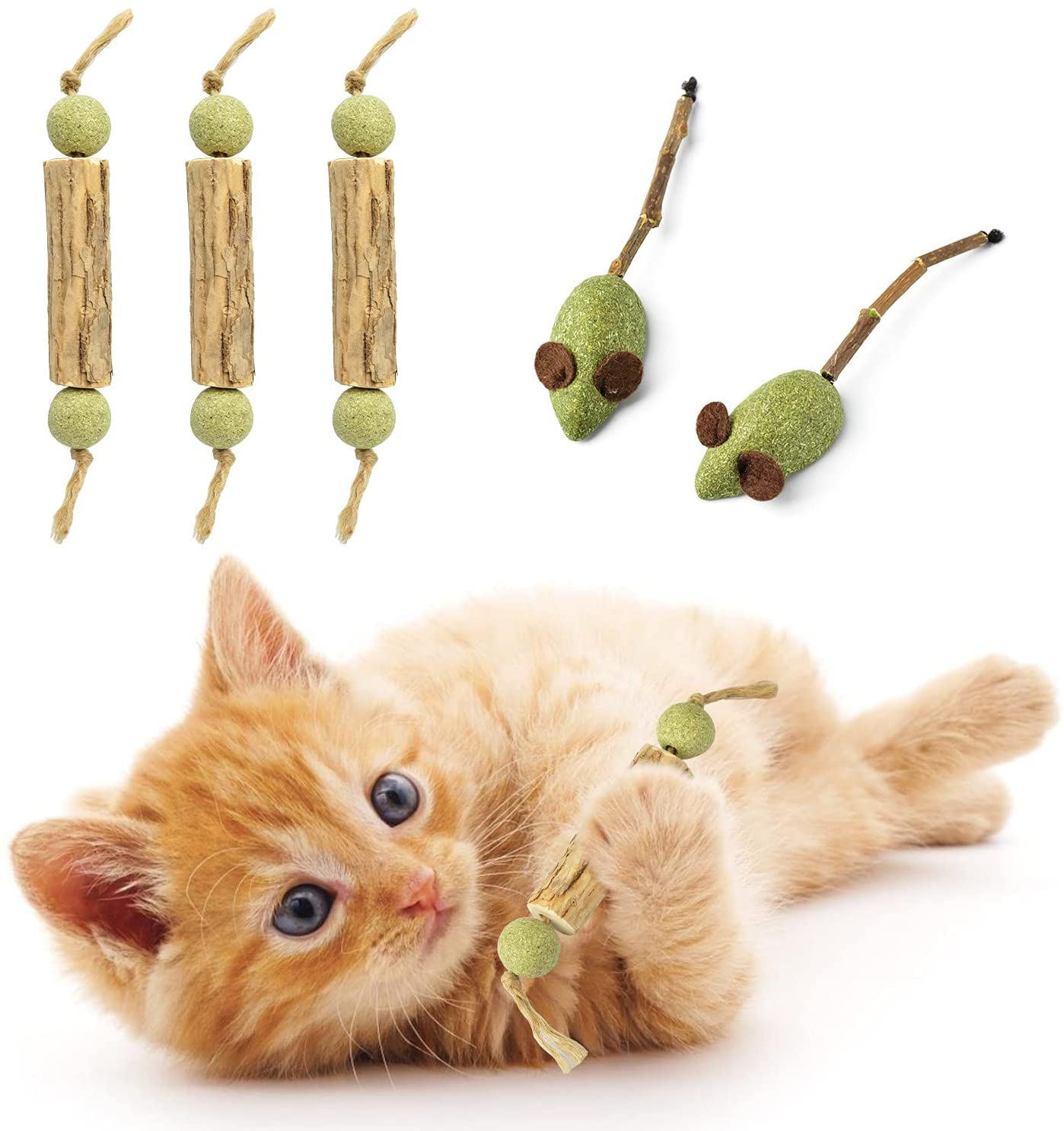 Catnip Toy Cat Toy Indoor，Cat Chewing Natural Silvervine Sticks for Cats，Make the Cat Happy Cat Kick Interactive,Teeth Cleaning Edible Natural to Promote Cat'S Appetite，Natural Catnip Mouse Cat Toy Animals & Pet Supplies > Pet Supplies > Cat Supplies > Cat Toys Lingesxy 5PACK  