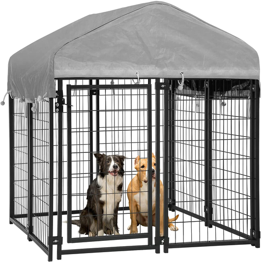Large Dog Kennel Dog Crate Cage, Extra Large Welded Wire Pet Playpen with UV Protection Waterproof Cover and Roof Outdoor Heavy Duty Galvanized Metal Animal Pet Enclosure for Outside, 4 X 4 X 4.3 Feet Animals & Pet Supplies > Pet Supplies > Dog Supplies > Dog Kennels & Runs BestPet   