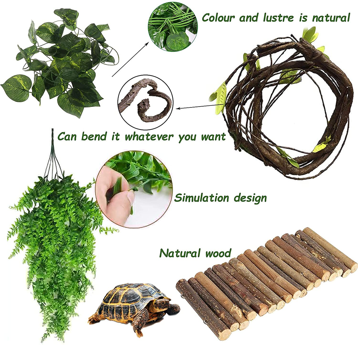 Hamiledyi Reptile Hideout Wooden Bridge Hiding Hut 4Pack Bearded Dragon Hide Caves Lizard Habitat Accessories for Iguana, Tortoise, Gecko, Chameleon, Snake, Frog, Amphibia Animals & Pet Supplies > Pet Supplies > Small Animal Supplies > Small Animal Habitat Accessories Hamiledyi   