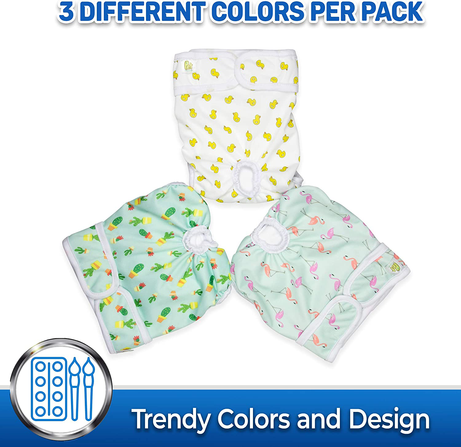 Pet Magasin Reusable Washable Dog Diapers (Pack of 3), Highly Absorbent with Strong & Flexible Velcro Animals & Pet Supplies > Pet Supplies > Dog Supplies > Dog Diaper Pads & Liners Pet Magasin   