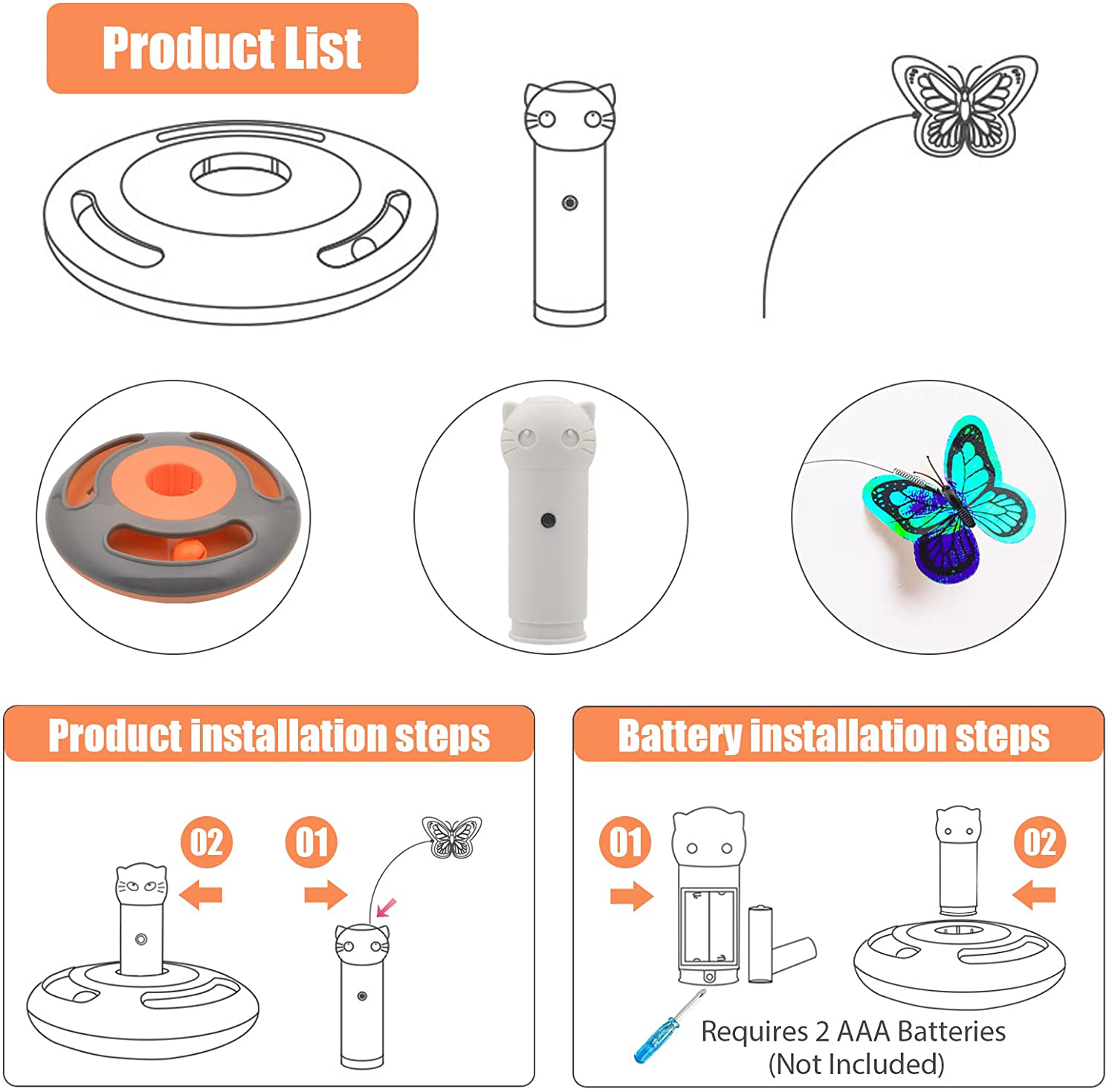LUKYY Interactive Cat Toys - Automatic Electric Rotating Butterfly & Ball Exercise Kitten Toy,Funny Cat Teaser Toys for Indoor Cats Animals & Pet Supplies > Pet Supplies > Cat Supplies > Cat Toys E-LONG INDUSTRIAL   