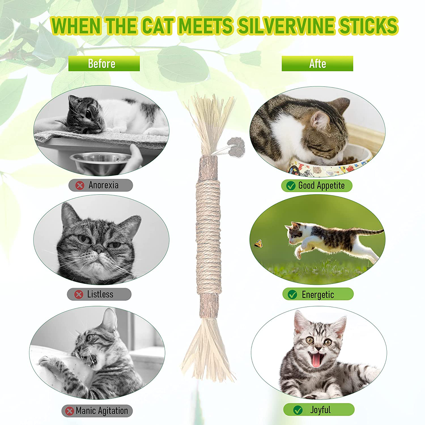 BAWAN Catnip Toys‖ Silvervine for Cats: Cute Cat & Kitten Toys for Indoor Cats Interactive‖ Cat & Kitten Teething Chew Toys for Aggressive Chewers‖ Silvervine Sticks Cat Dental Toy Animals & Pet Supplies > Pet Supplies > Cat Supplies > Cat Toys BAWAN   