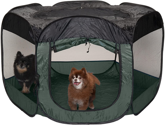Furhaven Indoor-Outdoor Pop up Exercise Playpen Pet Tent Playground for Small, Medium, and Large Dogs and Cats - Multiple Colors and Sizes Animals & Pet Supplies > Pet Supplies > Dog Supplies > Dog Houses Furhaven Pet Products, Inc. Hunter Green Playpen Tent X-Large