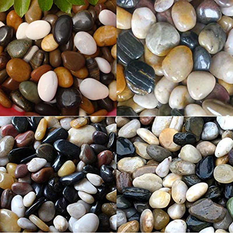 White Rocks Natural Polished River Rock Outdoor Decorative Ornamental Stones Aquarium Gravel Decor Vase Fillers for Landscaping, Succulent