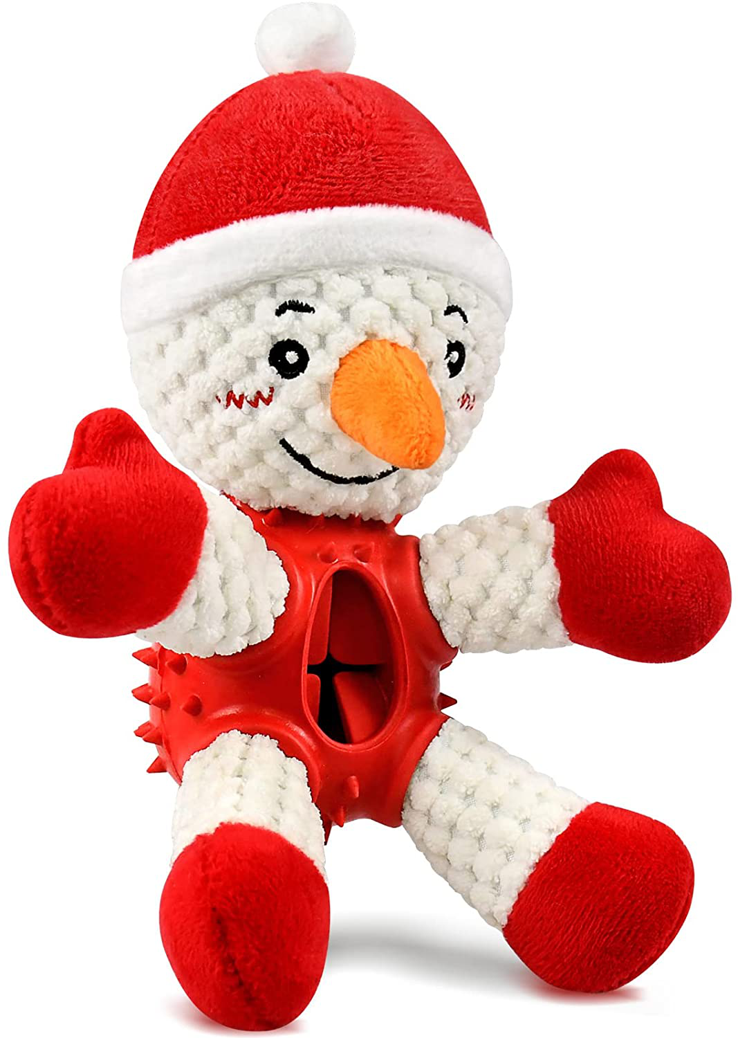 Malier Christmas Squeaky Dog Toys, Durable Rubber Dog Chew Bite Toy Stuffed Dog Toys, Funny Interactive Dog Toys for Puppy Small Medium Pets Dogs Animals & Pet Supplies > Pet Supplies > Dog Supplies > Dog Toys Malier Snowman  