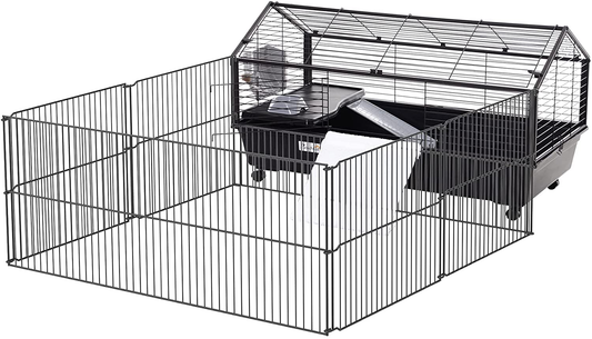 Pawhut Small Animal Cage with Main House and Run for Rabbit, Guinea Pig, Hamster Indoor and Outdoor Animals & Pet Supplies > Pet Supplies > Small Animal Supplies > Small Animal Habitat Accessories Aosom LLC   