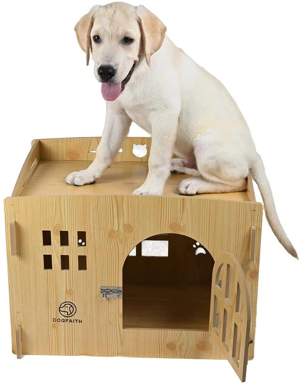 DOGFAITH Wooden Puppy Pet Dog House Cat Wood Room