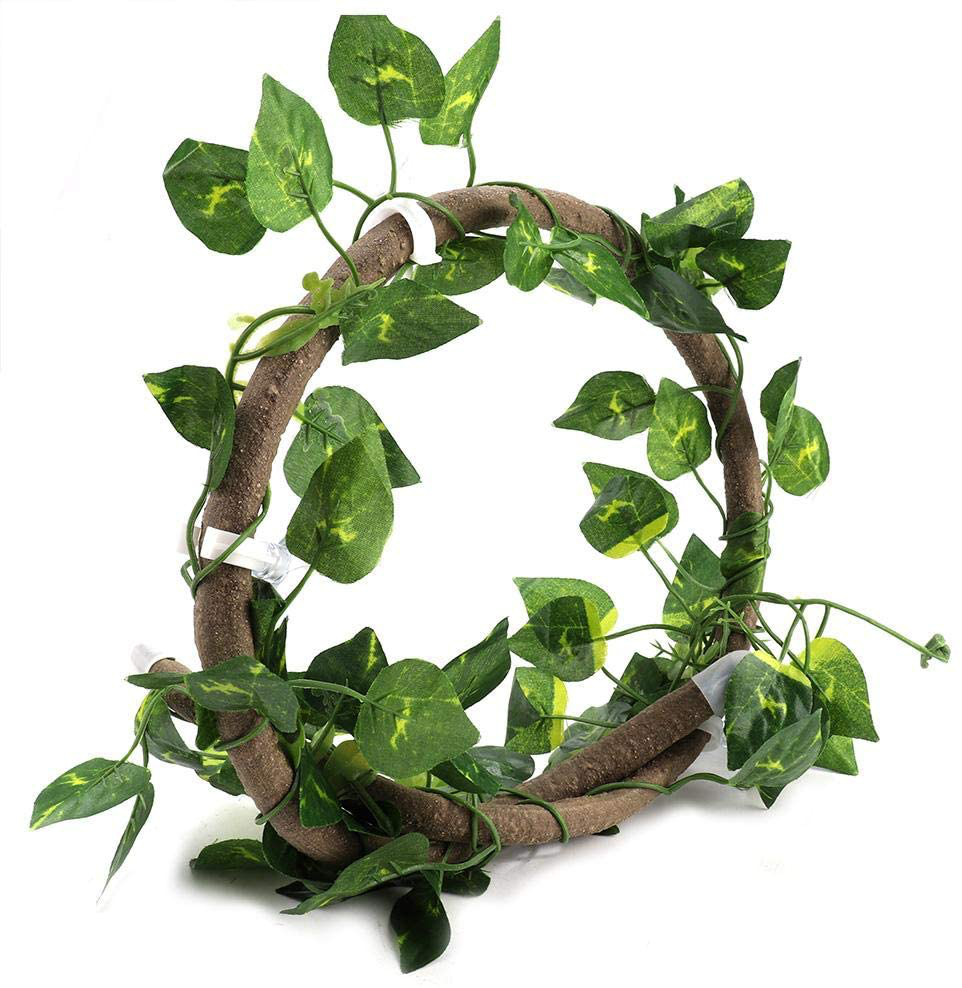HEEPDD Reptile Vines, 3.28Ft Artificial Reptile Climbing Branch with Suction Cups Flexible Jungle Rattan with 6.89Ft Long Vine Habitat Decor for Gecko Chameleon Animals & Pet Supplies > Pet Supplies > Reptile & Amphibian Supplies > Reptile & Amphibian Habitat Accessories HEEPDD 3.28ft Rattan+scindapsus Leaves  