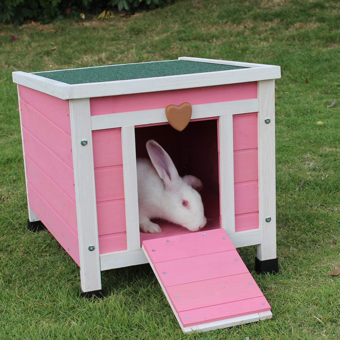 Rockever Cat House Outside, Weatherproof Rabbit Hutch Small, Wooden Small Pet House and Habitats Animals & Pet Supplies > Pet Supplies > Dog Supplies > Dog Houses Rockever Pink  