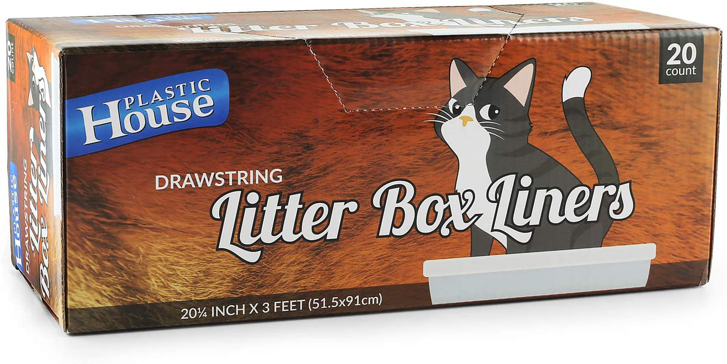 Plastic House Cat Litter Box Liners | Drawstring Liner for Fast, Easy Cleanup | Strong, Thick Kitty Litter Bag Is Tear Resistant and Nearly Indestructible | Heavy Duty Liner Measures 36 X 18 Inches Animals & Pet Supplies > Pet Supplies > Cat Supplies > Cat Litter Box Liners Plastic House   