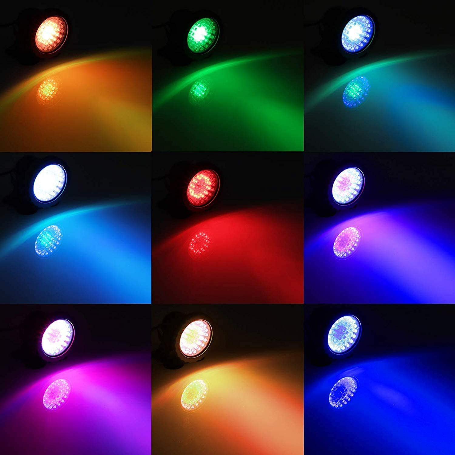Greensun Pond Lights, Aquarium Light, Submersible LED Lights with Remote Control, IP68 Waterproof Fish Tank Ligh, RGB Color Changing, 8W 36 LED Underwater Spot Lights (Set of 4 Lights)