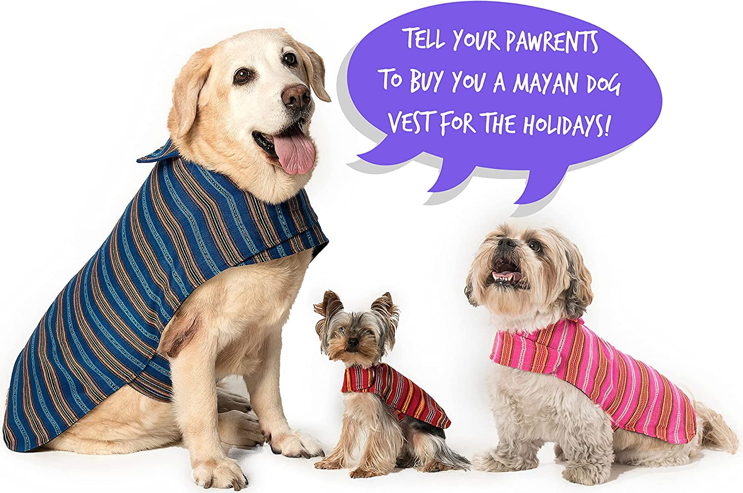 Mayan Dog Clothing for Dogs. Works As, Coat, Sweater, Vest, Jacket, Stress Reliever. for XXS, Small, Medium, Large, XL, XXL Dogs (Any Size)