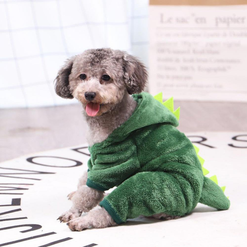 Dog Hooded Clothes Funny Dinosaur Puppy Pajamas Costumes Winter Warm Plush Dog Apparel Coat for Small Dogs Cats Chihuahua Animals & Pet Supplies > Pet Supplies > Cat Supplies > Cat Apparel Luxsea   