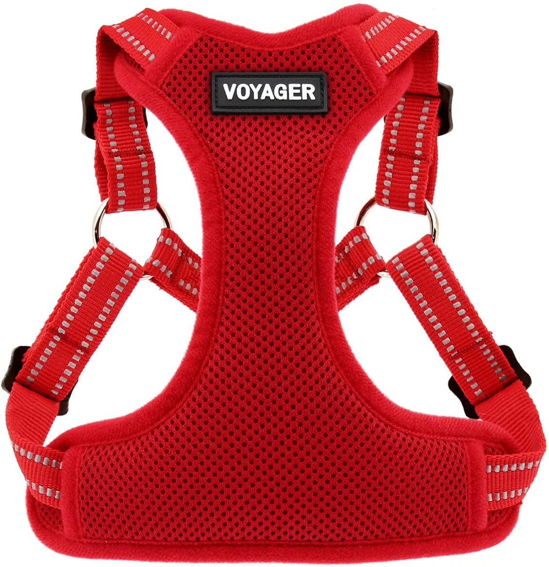 Best Pet Supplies Voyager Adjustable Dog Harness with Reflective Stripes for Walking, Jogging, Heavy-Duty Full Body No Pull Vest with Leash D-Ring, Breathable All-Weather - Harness (Red), M Animals & Pet Supplies > Pet Supplies > Dog Supplies > Dog Apparel Best Pet Supplies, Inc. 1Red (Matching Trim) L (Chest: 20 - 25") 