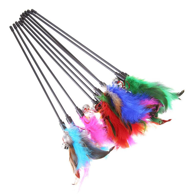 Ecosprial 4Pcs Cat Toys Artificial Feather Teaser Wand Toy with Bell Pet Funny Exerciser Interactive Play Feather Toys Animals & Pet Supplies > Pet Supplies > Cat Supplies > Cat Toys ECOSPRIAL   