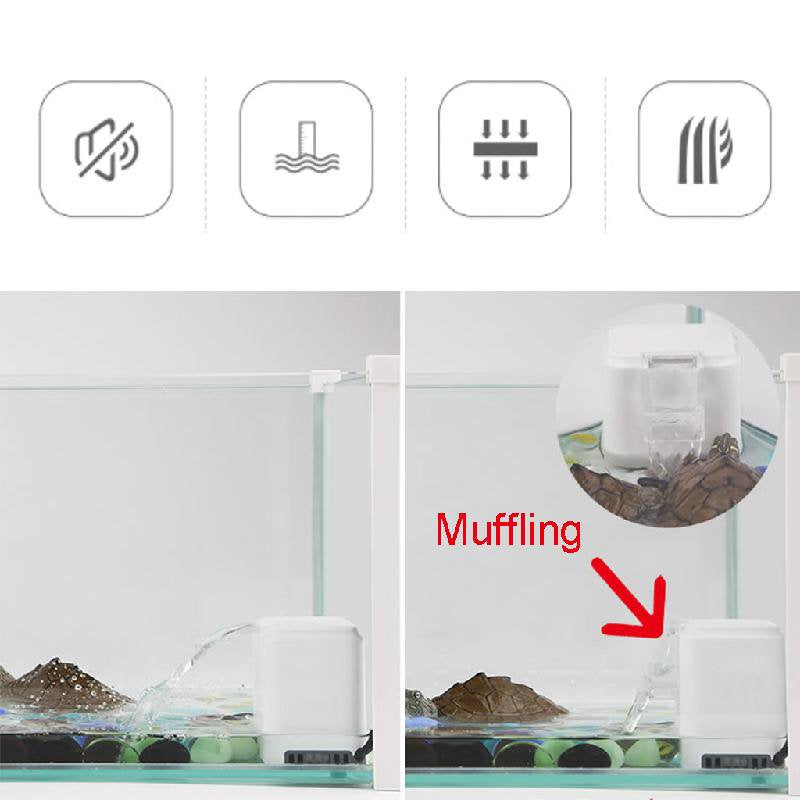 Aquarium Internal Filter Quiet Low Water Level Filters for Turtles Fro