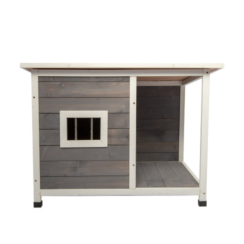 Outdoor Wooden Dog House for Small Dogs, Light Grey, Small/33 L X 25" W X 23" H