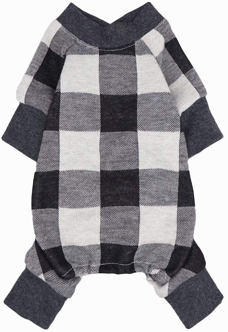 Fitwarm 100% Cotton Buffalo Plaid Dog Clothes Puppy Pajamas Pet Apparel Cat Onesies Jammies Doggie Jumpsuits Small Animals & Pet Supplies > Pet Supplies > Cat Supplies > Cat Apparel Fitwarm L Gray 