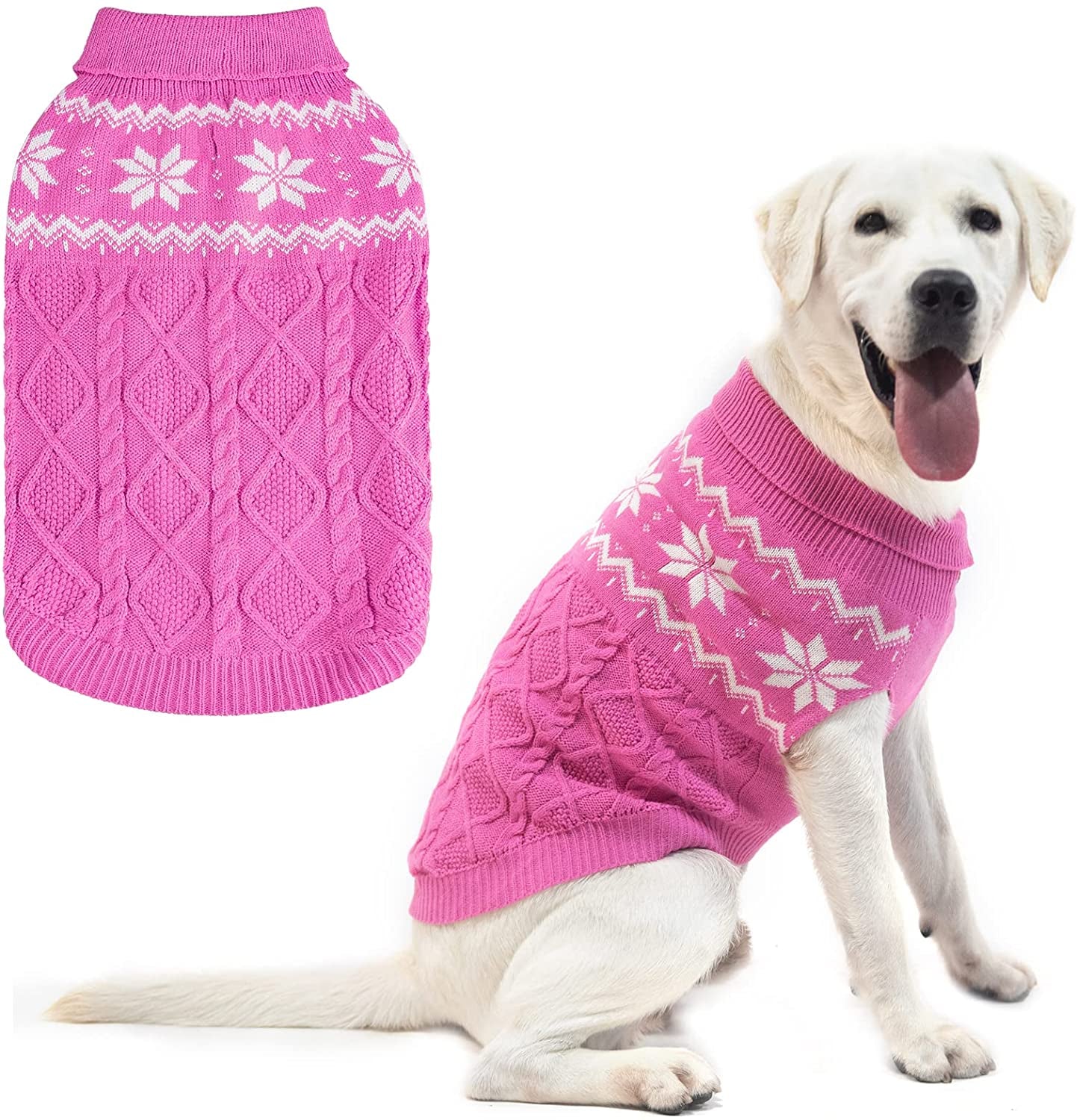 SCIROKKO Warm Winter Dog Sweater - Cold Weather Pet Clothes for Small Medium Large Dogs Indoor Outdoor, Soft Classic Knit Puppy Apparel Animals & Pet Supplies > Pet Supplies > Dog Supplies > Dog Apparel SCIROKKO Pink Medium 