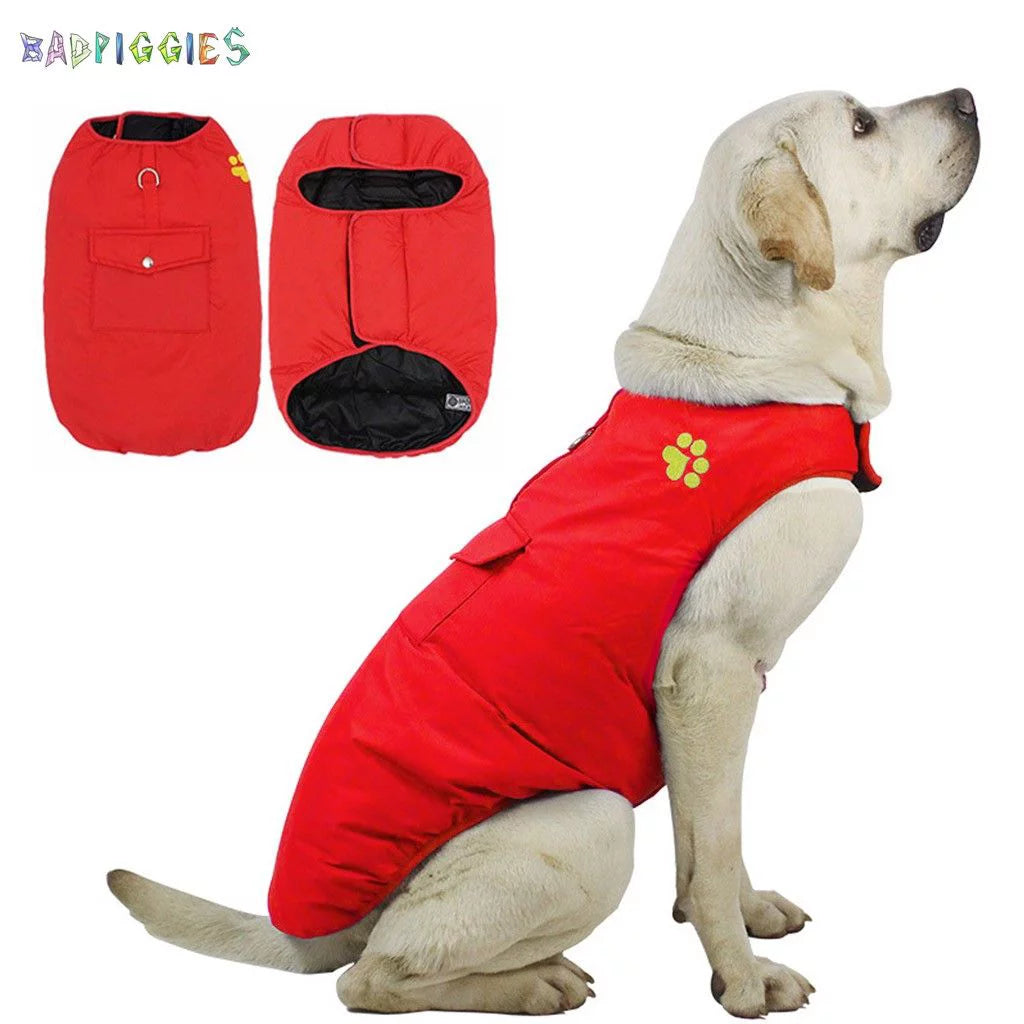 Badpiggies Double Sides Dog Vest Coat Winter Waterproof Pet Jacket for Small Medium Large Dogs (S, Blue) Animals & Pet Supplies > Pet Supplies > Dog Supplies > Dog Apparel BadPiggies M Red 