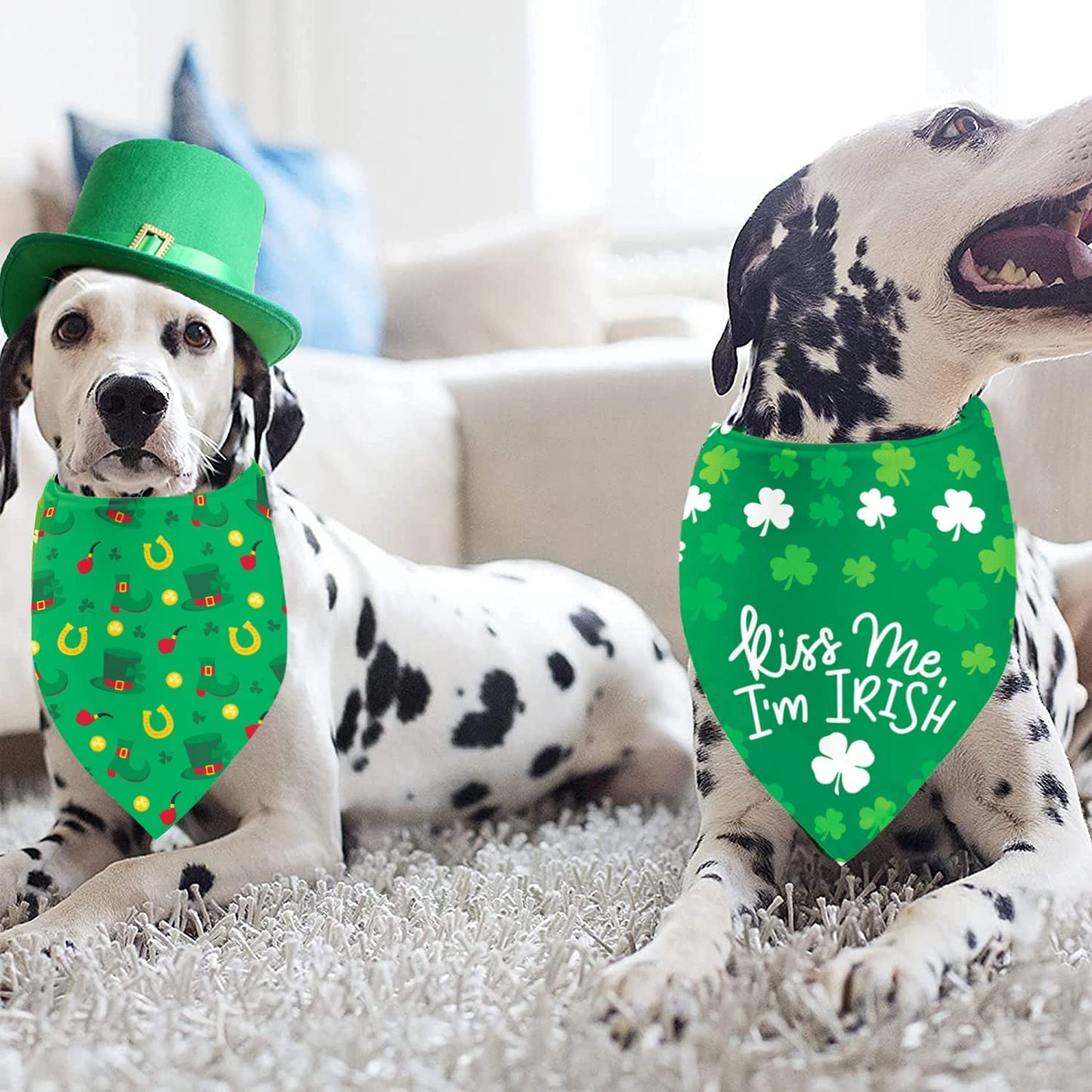 St Patricks Day Dog Bandana Puppy Scarf, 2 Pcs Shamrocks Kiss Me Irish Triangle Reversible Pet Scarf Holiday Party Dog Costume for Small Medium Large Dogs Animals & Pet Supplies > Pet Supplies > Dog Supplies > Dog Apparel UMISKAM   