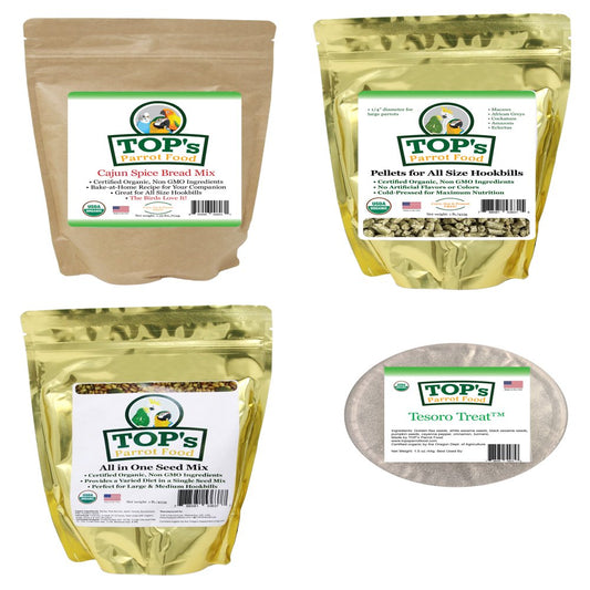 Top'S Parrot Food Large Bird Organic Everything Bundle Box of Pellets, Seeds and Treats Animals & Pet Supplies > Pet Supplies > Bird Supplies > Bird Food TOP's Parrot Food   