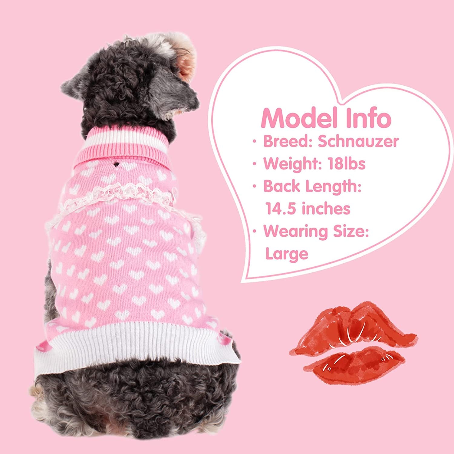 KYEESE Valentine'S Day Dog Sweaters for Small Dogs with Leash Hole Turtleneck Pink Dog Sweater with Bowtie Knit Pullover Dog Clothes Animals & Pet Supplies > Pet Supplies > Dog Supplies > Dog Apparel kyeese   