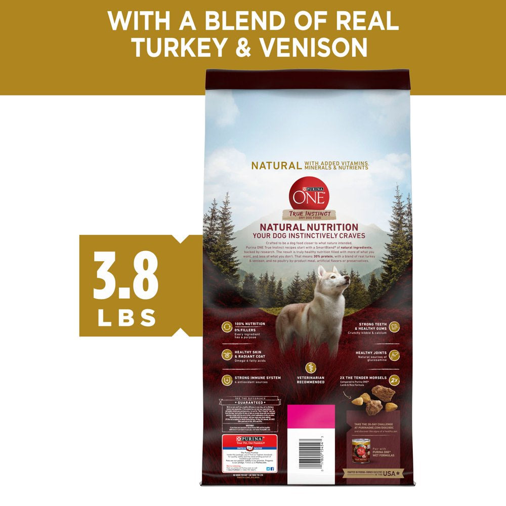 Purina ONE High Protein, Natural Dry Dog Food, True Instinct with Real Turkey & Venison, 3.8 Lb. Bag Animals & Pet Supplies > Pet Supplies > Small Animal Supplies > Small Animal Food Nestlé Purina PetCare Company   