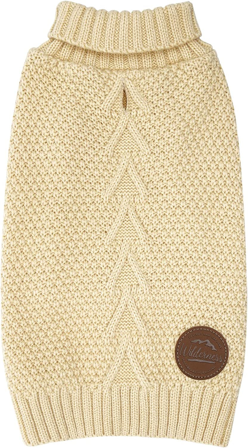 Cyeollo Dog Sweaters for Small Dogs Turtleneck Knitted Sweaters with Leash Hole Fall Small Dog Clothes Winter Pets Apparel Animals & Pet Supplies > Pet Supplies > Dog Supplies > Dog Apparel cyeollo Beige X-Small 