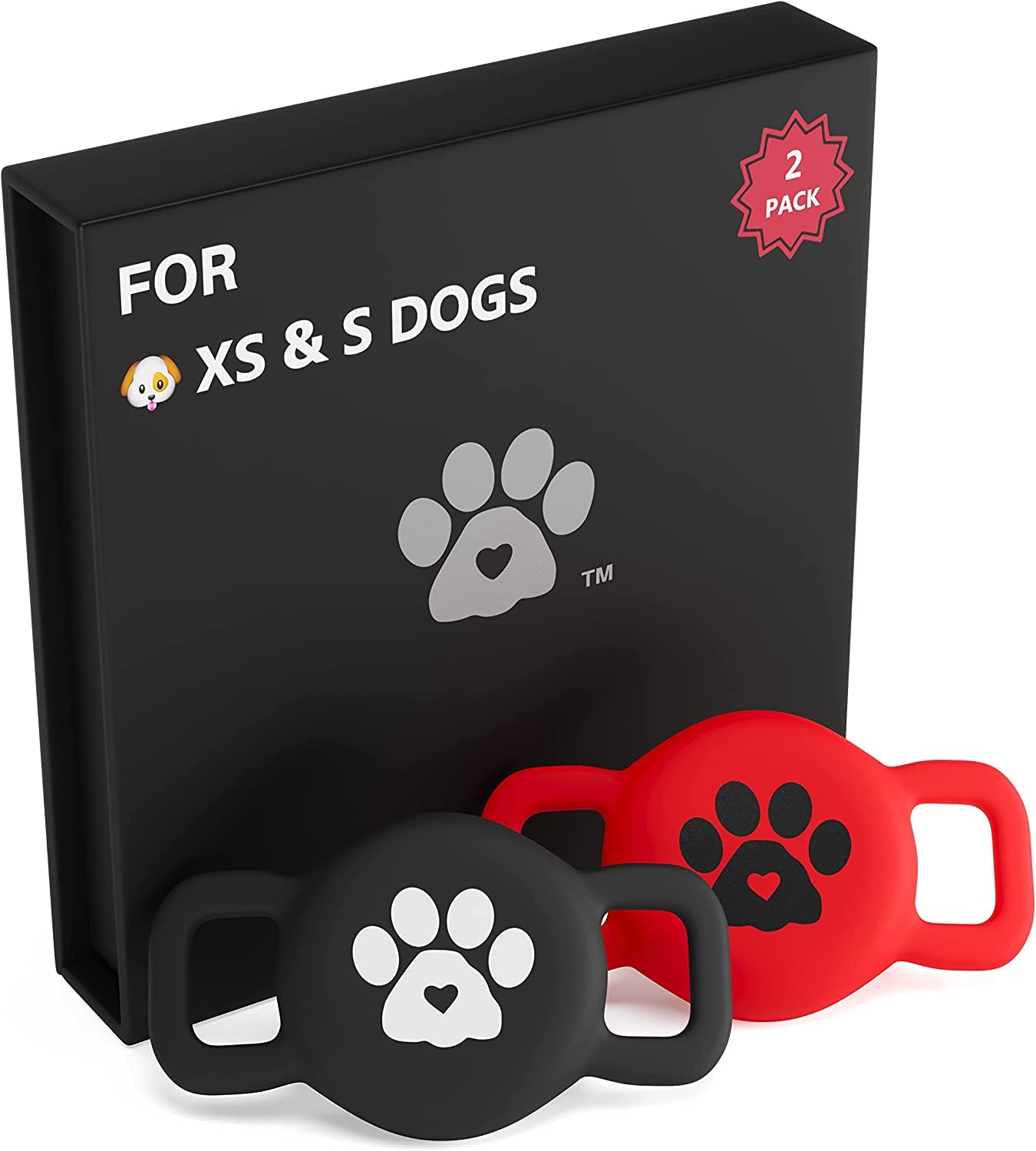 Airtag Dog Collar Holder – Available in Several Colors & Sizes - 2 Pack Silicone Dog Airtag Holder - Premium Dog Collar Airtag Holder - Apple Airtag Dog Collar Comfortably Fits Dogs & Cats Too! Electronics > GPS Accessories > GPS Cases LUVKO FAMILY Small- Cat, XS & S Dog, Red & Black  