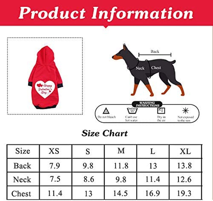 Coomour Pet Dog Happy Valentine'S Day Hoodies Cat Heart Costume Puppy Clothes for Dogs Cats Outfit (S) Animals & Pet Supplies > Pet Supplies > Dog Supplies > Dog Apparel Coomour   