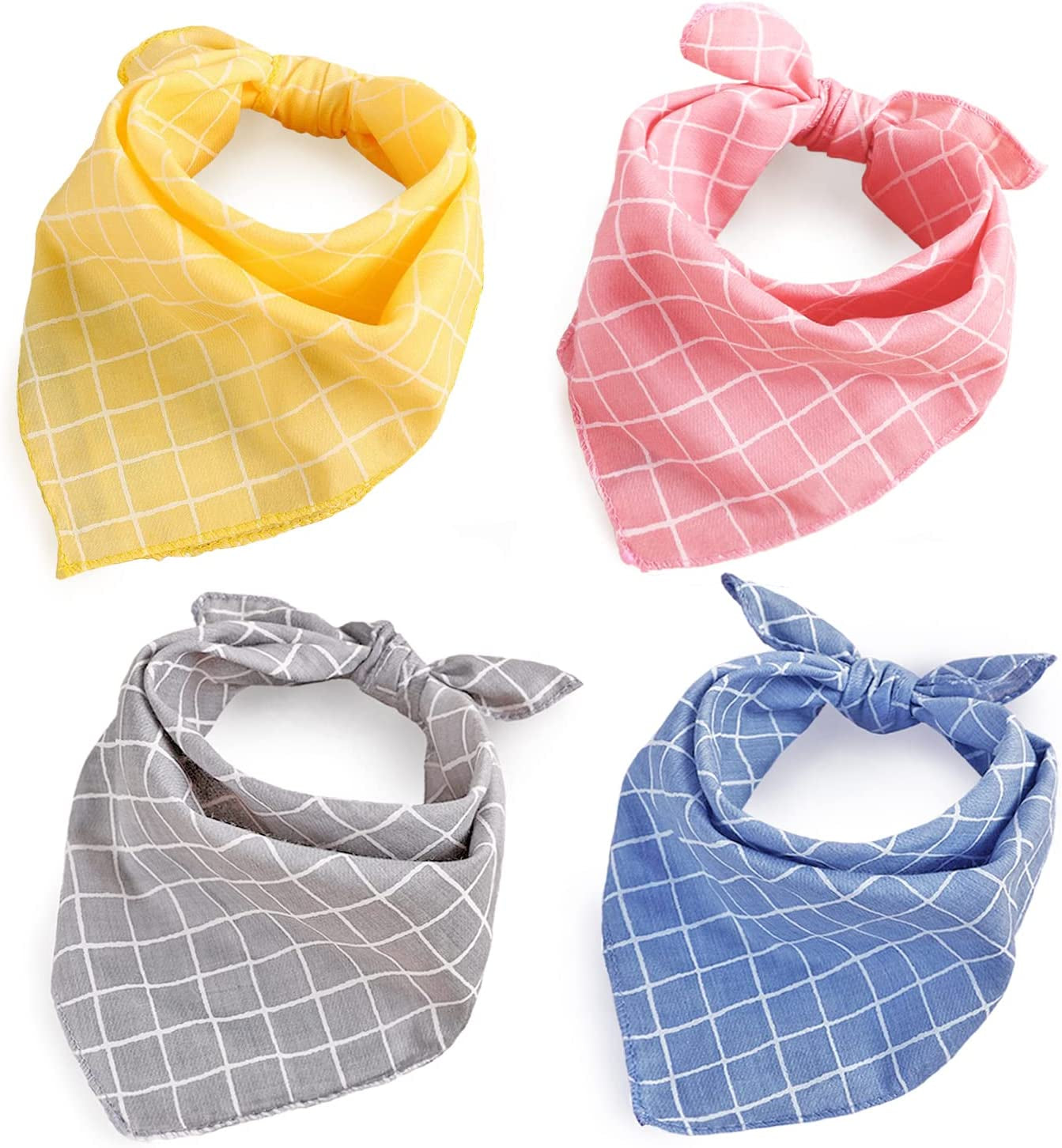 4PCS Summer Dog Bandanas Cute Soft Cotton Puppy Cat Scarfs Washable Daily Handkerchief Pink Green Blue Orange Comfortable Gifts, Adjustable Accessories for Small Medium Large Girl Boy Pup Pet Animals & Pet Supplies > Pet Supplies > Dog Supplies > Dog Apparel C.C Xavier Plaid  