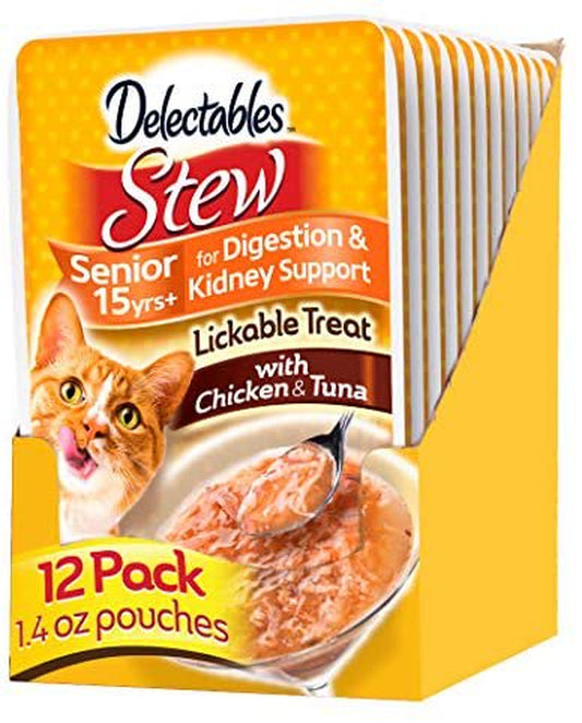 Hartz Delectables Stew Lickable Wet Cat Treats for Adult & Senior Cats, Chicken & Tuna, for Seniors 15+, 12 Count Animals & Pet Supplies > Pet Supplies > Cat Supplies > Cat Treats Bolanlay LLC   