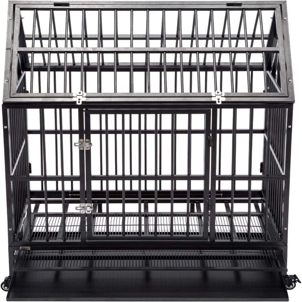 Jaydayon 42 Heavy Duty Dog Crate Dog Kennel Dog Cage Playpen for Medium or Large Dogs Pets Silver Steel XL Animals & Pet Supplies > Pet Supplies > Dog Supplies > Dog Kennels & Runs JayDAYon   