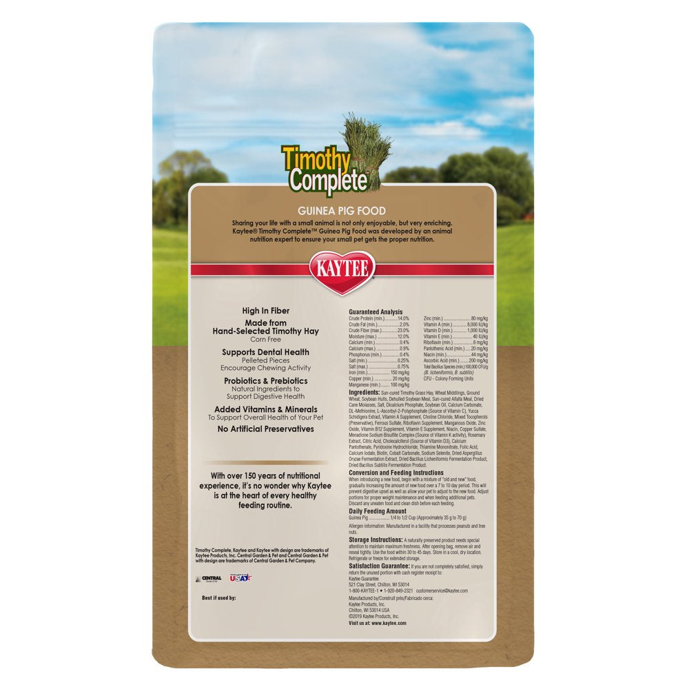 Kaytee Timothy Complete Guinea Pig Pet Food, 5 Pounds Animals & Pet Supplies > Pet Supplies > Small Animal Supplies > Small Animal Food Central Garden and Pet   