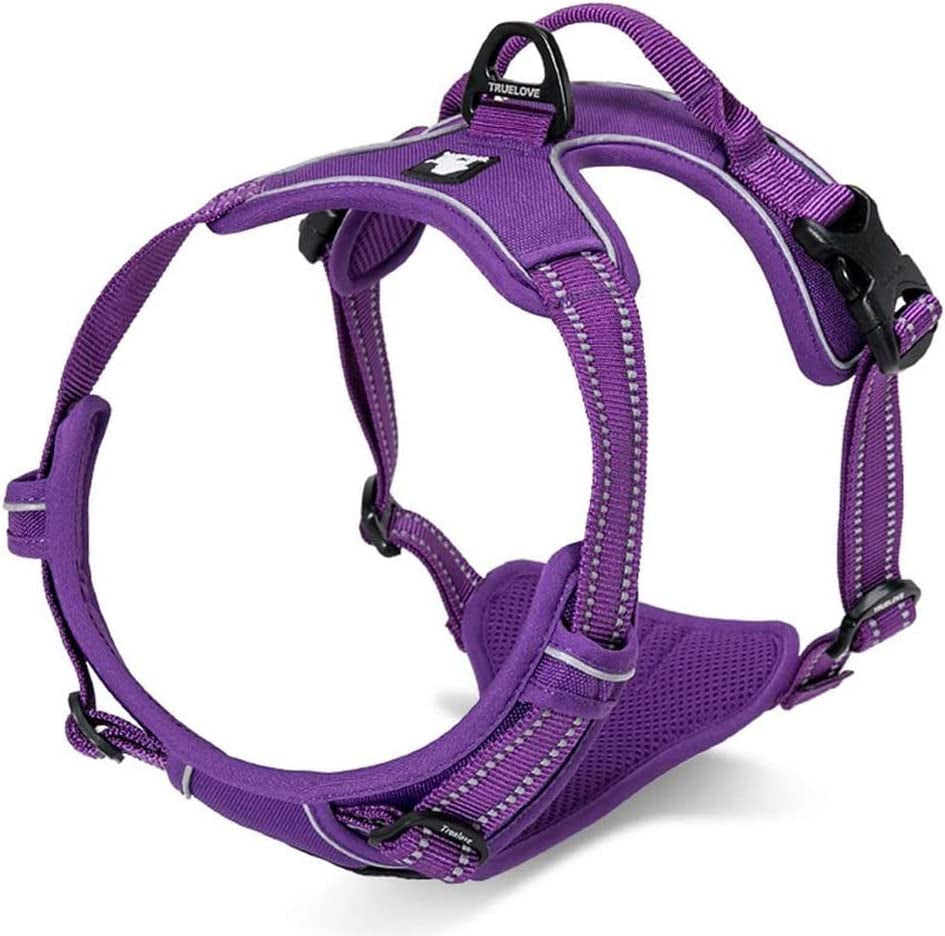 Tineer Reflective Nylon Large Pet Dog Harness 3M Reflective Vest with Handle All Weather Dog Service Padded Adjustable Safety Vehicular Leads for Dogs Pet (XS, Purple) Animals & Pet Supplies > Pet Supplies > Dog Supplies > Dog Apparel Tineer   